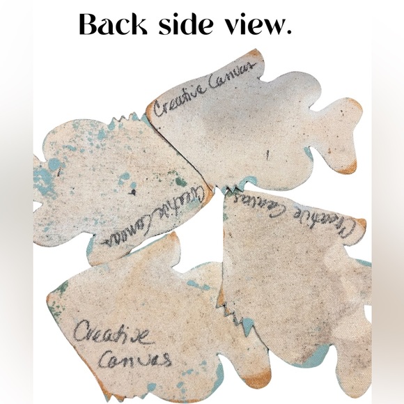 Canvas Fish Coasters Handmade One of a Kind Set of 4 - Picture 2 of 7